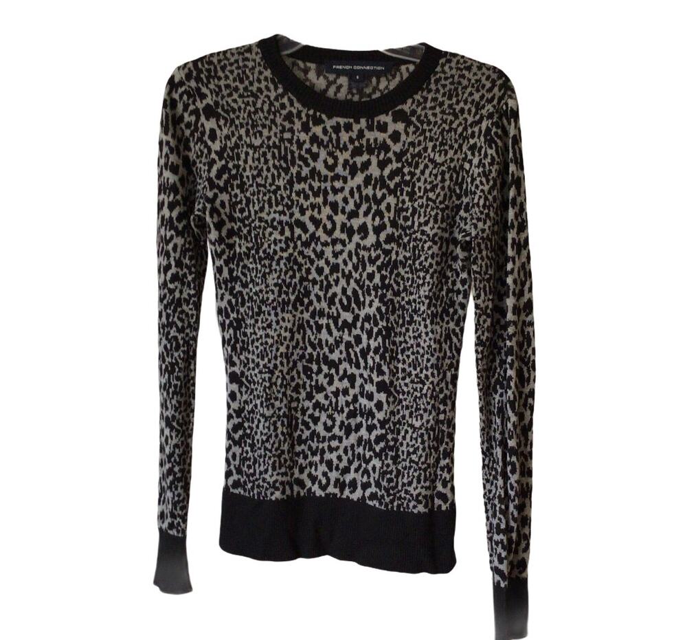 French Connection Animal Print Sweater Sz S